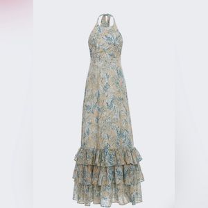 Agua by Agua Bendita Blue and Cream Floral Maxi Dress